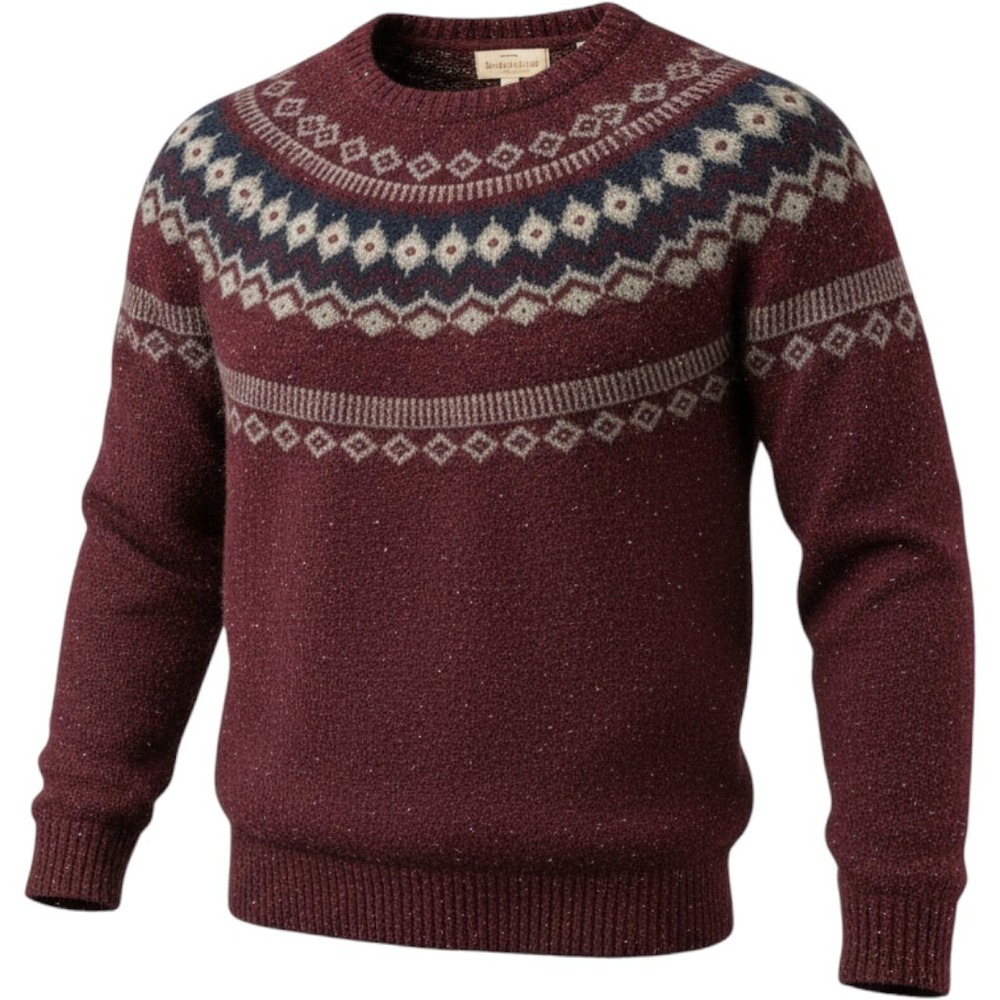 Original Weatherproof Vintage Maroon Fair Isle Crewneck Sweater Small - Picture 5 of 5
